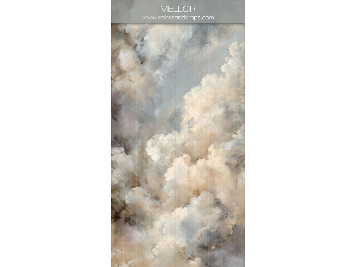 Cream textured photo backdrop & floor Mellor – painted cream clouds on grey-blue background | Colors&Drops