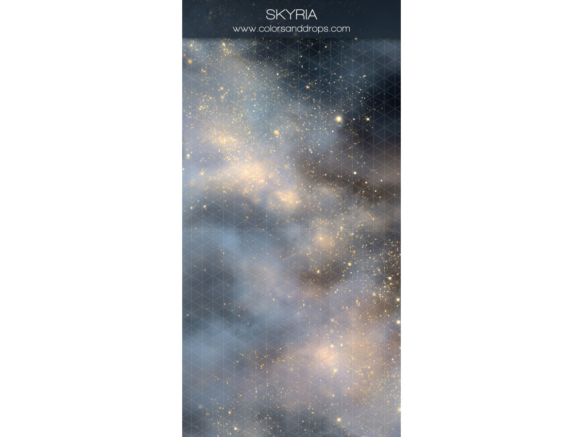 Fondo y suelo fotográficos gris azulado texturizados Skyria – cielo estrellado nuboso gris azulado y dorado | Colors&Drops