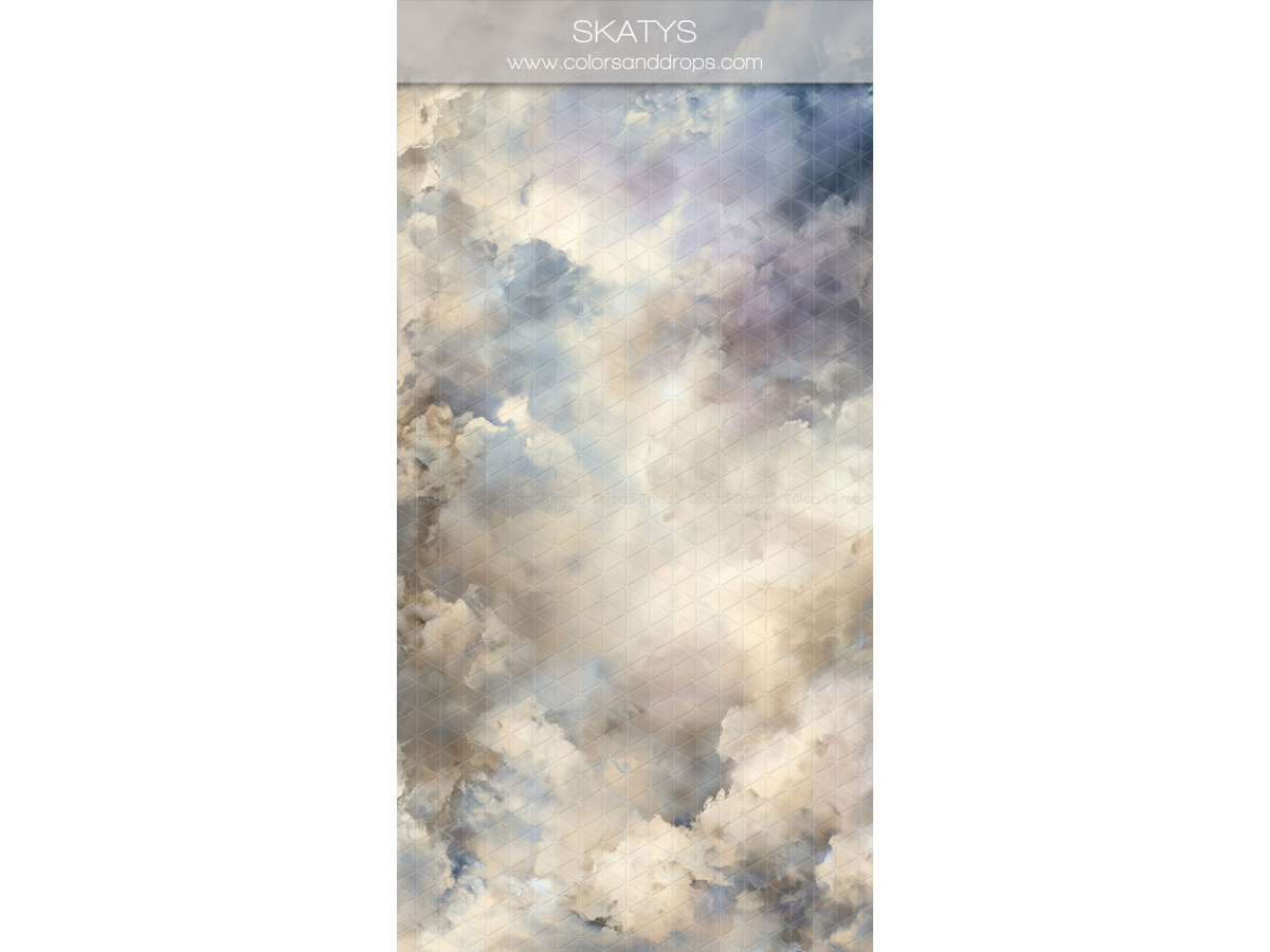 Cream textured photo backdrop & floor Skatys – painted cream and blue-grey clouds | Colors&Drops