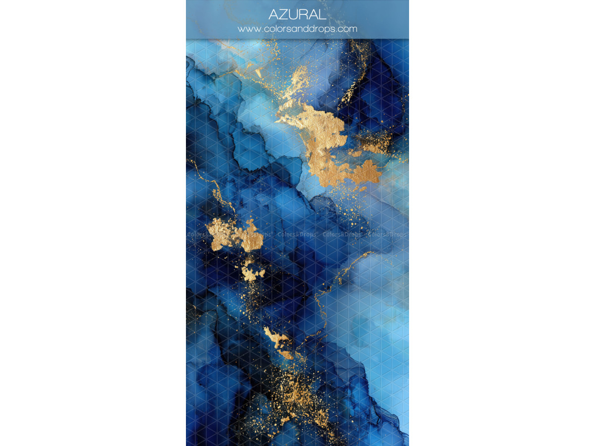 Fondo y suelo fotográficos azul texturizados Azural – textura de tinta azul profundo y dorada | Colors&Drops