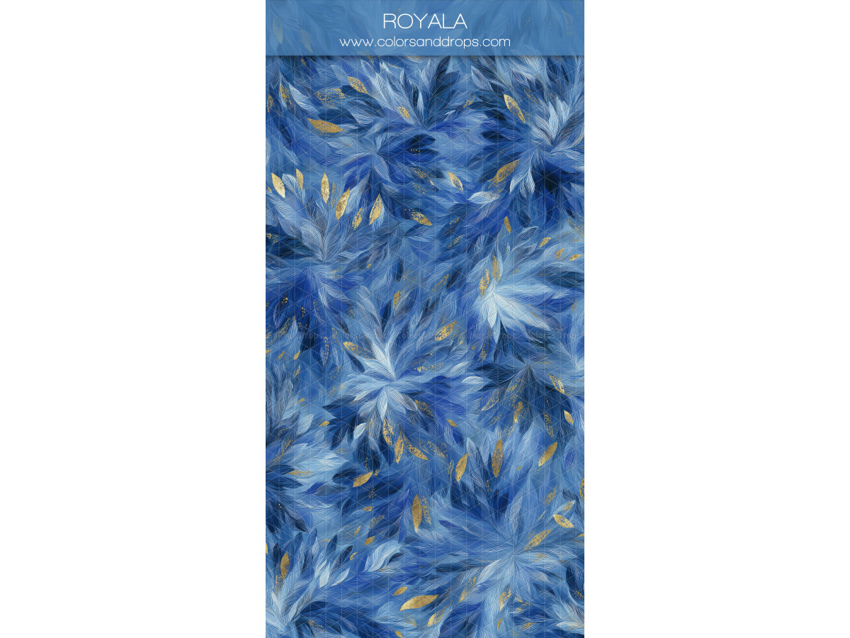 Blue textured photo backdrop & floor Royala – patterned painted blue foliage | Colors&Drops
