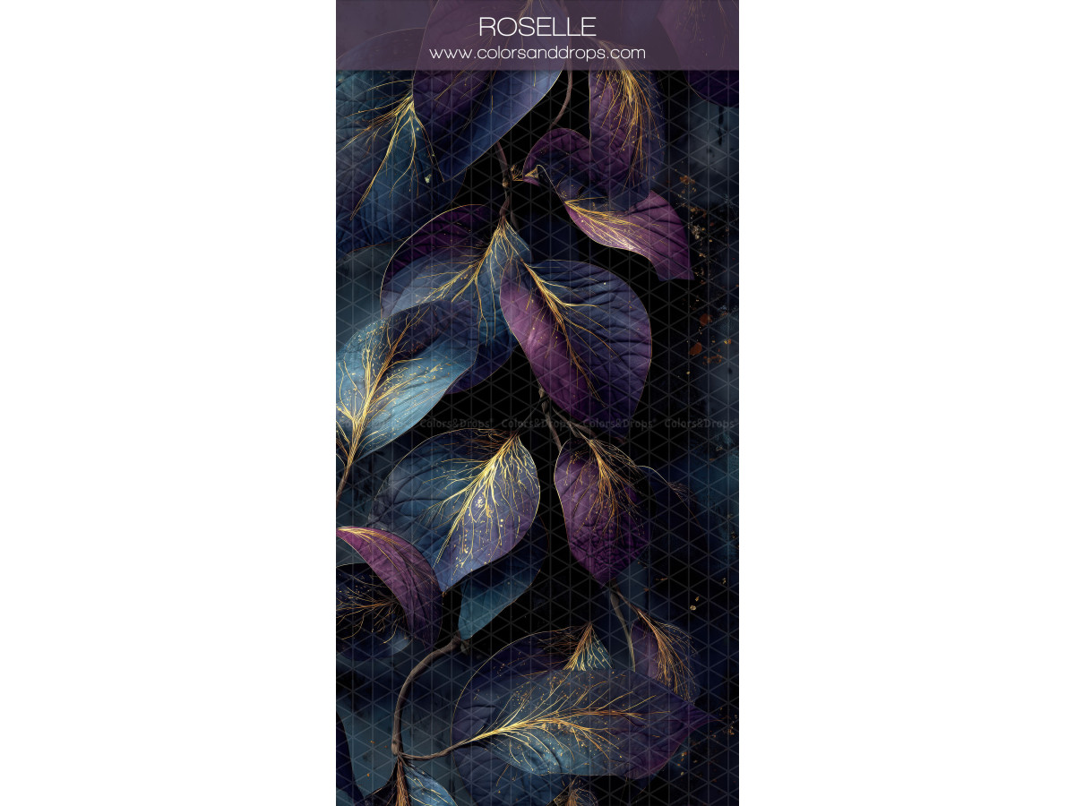 Fond photo violet texturé Roselle – feuillage violet et doré sur fond sombre | Colors&Drops