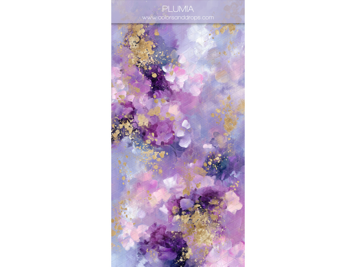 Purple textured photo backdrop & floor Plumia – purple and pink flowers with gold flecks | Colors&Drops