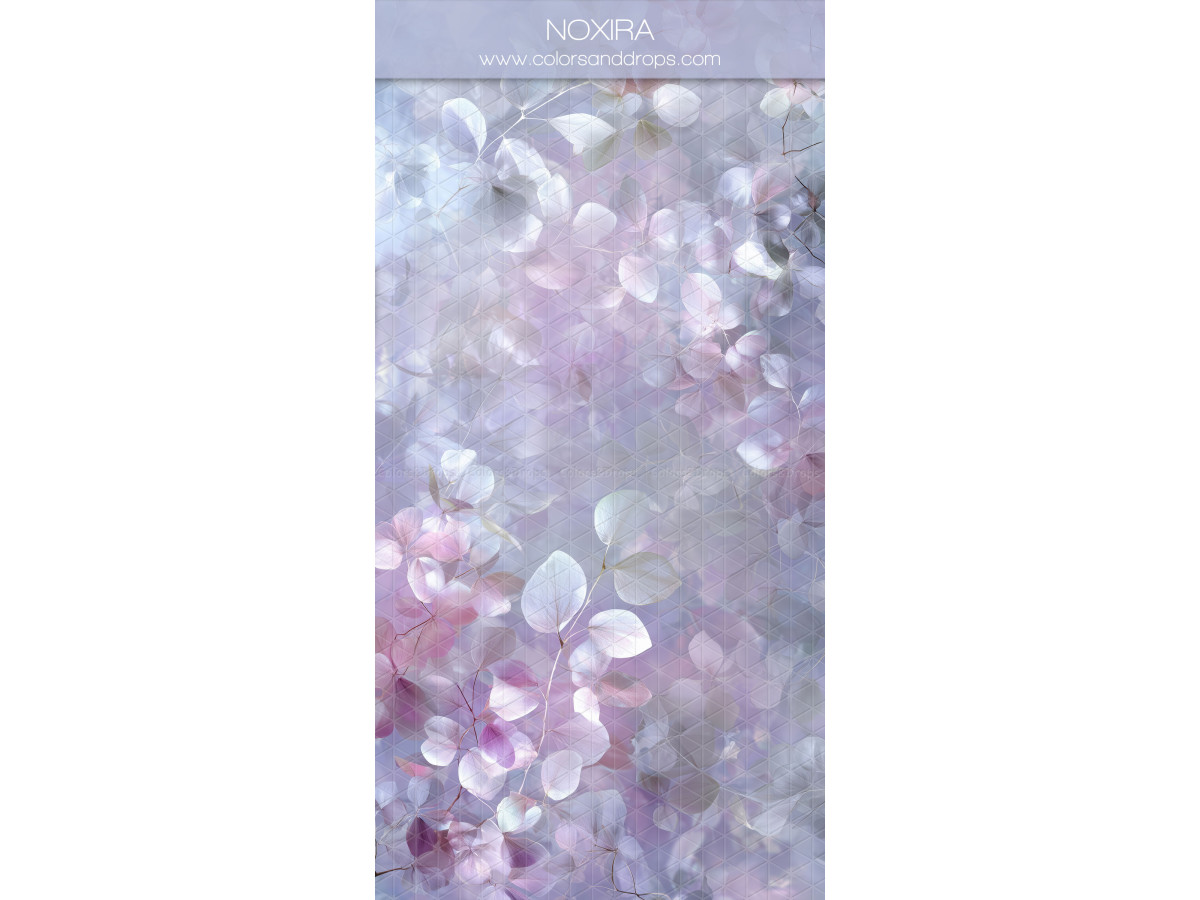 Fond photo blanc texturé Noxira – pétales blancs et lilas en motif | Colors&Drops