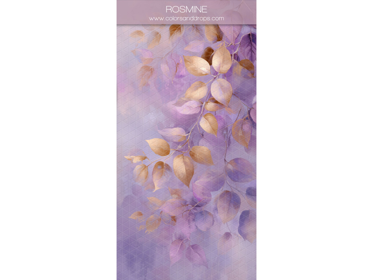 Lilac textured photo backdrop & floor Rosmine – golden leaves on lilac background | Colors&Drops