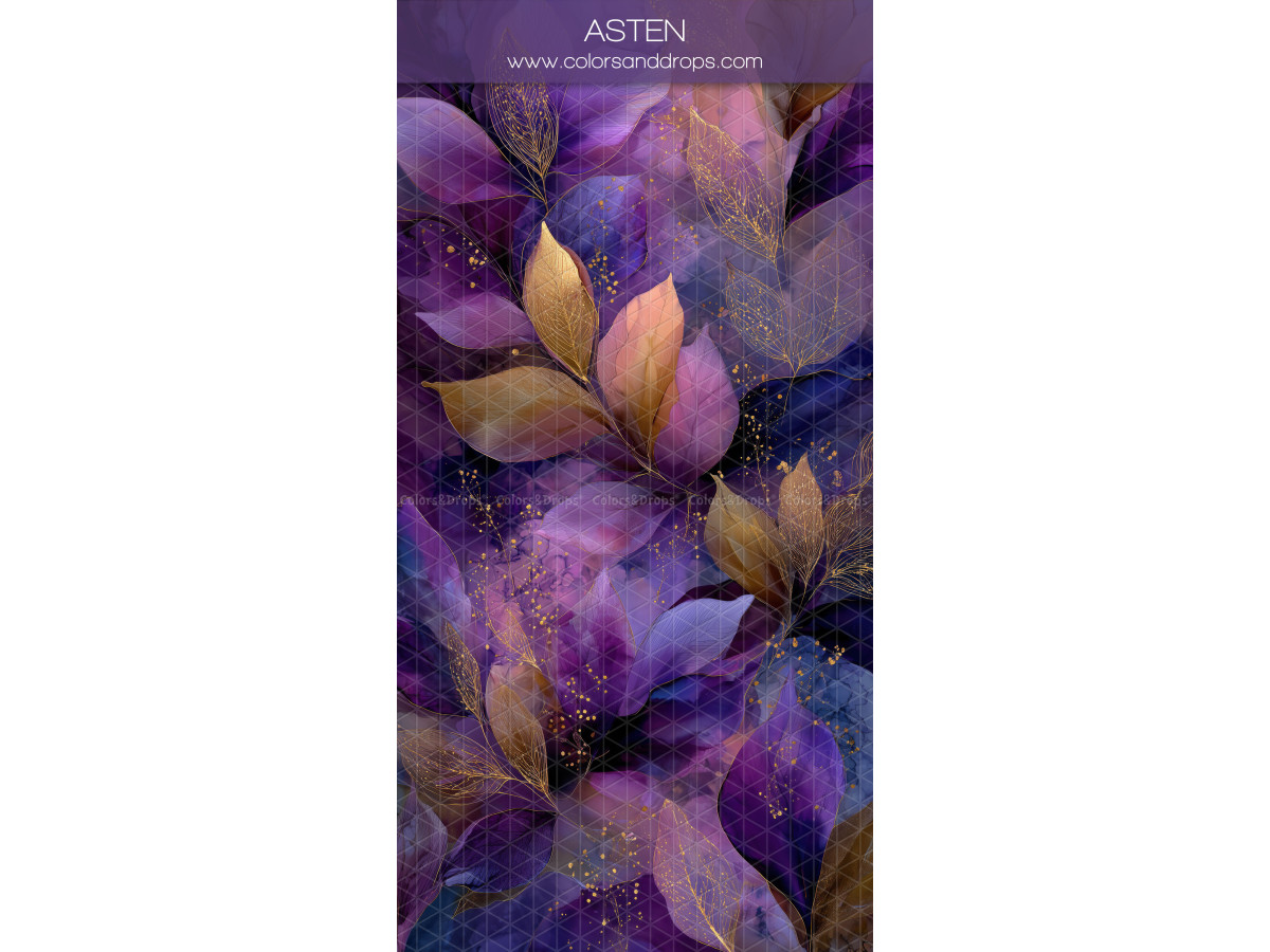 Purple textured photo backdrop & floor Asten – purple and gold foliage on indigo background | Colors&Drops