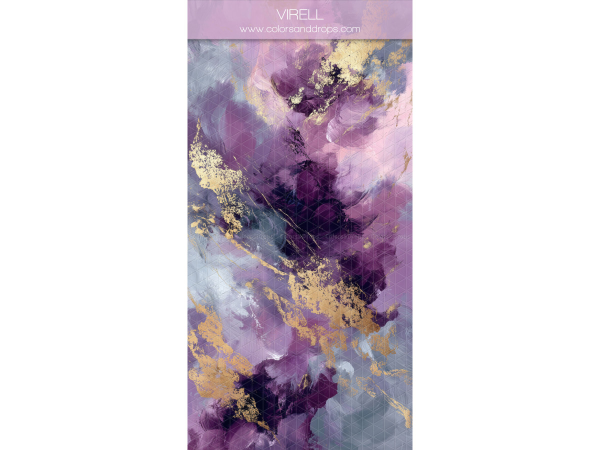 Fondo y suelo fotográficos violeta texturizados Virell – flores violetas con trazos dorados abstractos | Colors&Drops