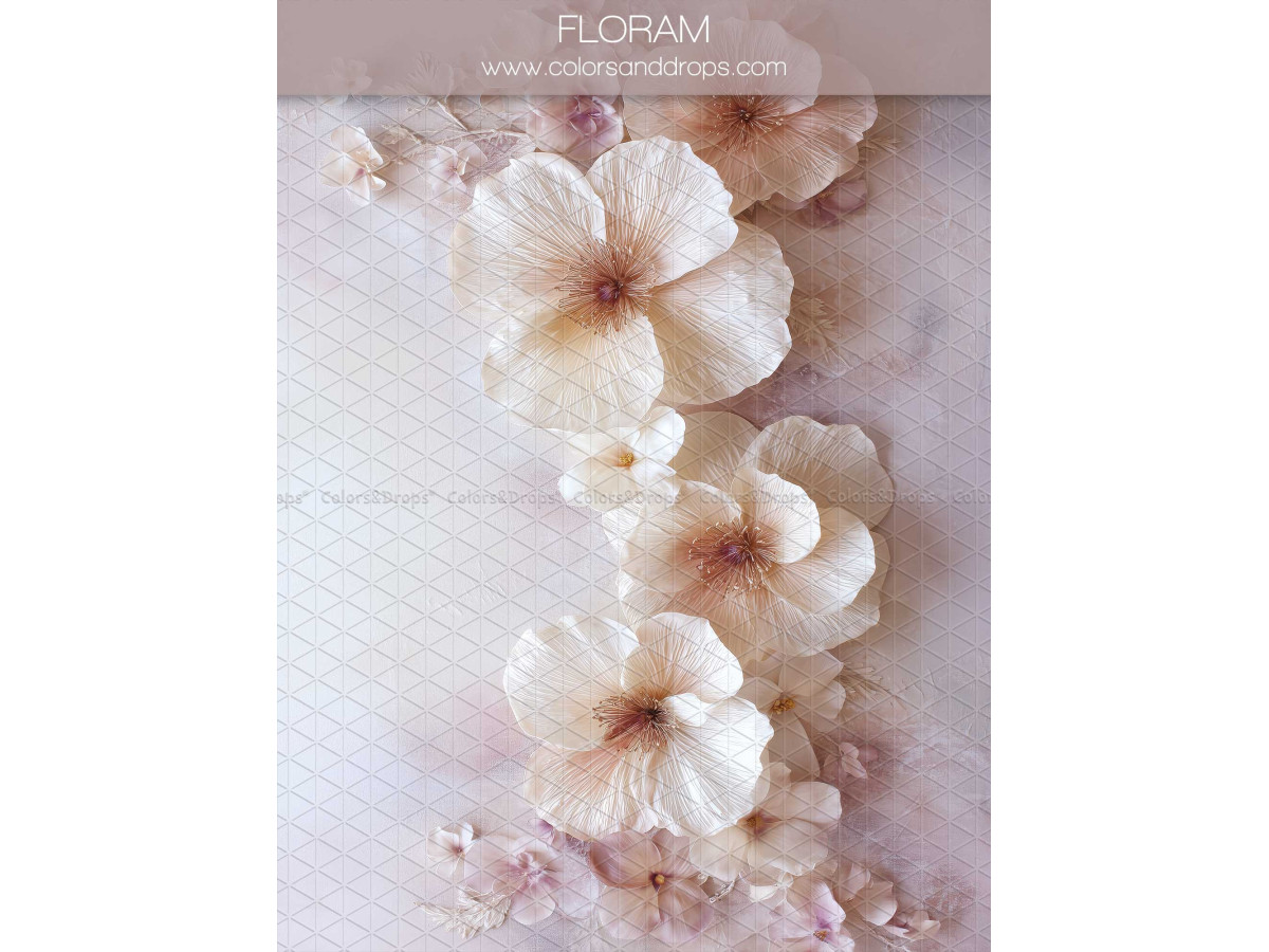 Cream textured photo backdrop & floor Floram – cascading cream flowers on light background | Colors&Drops