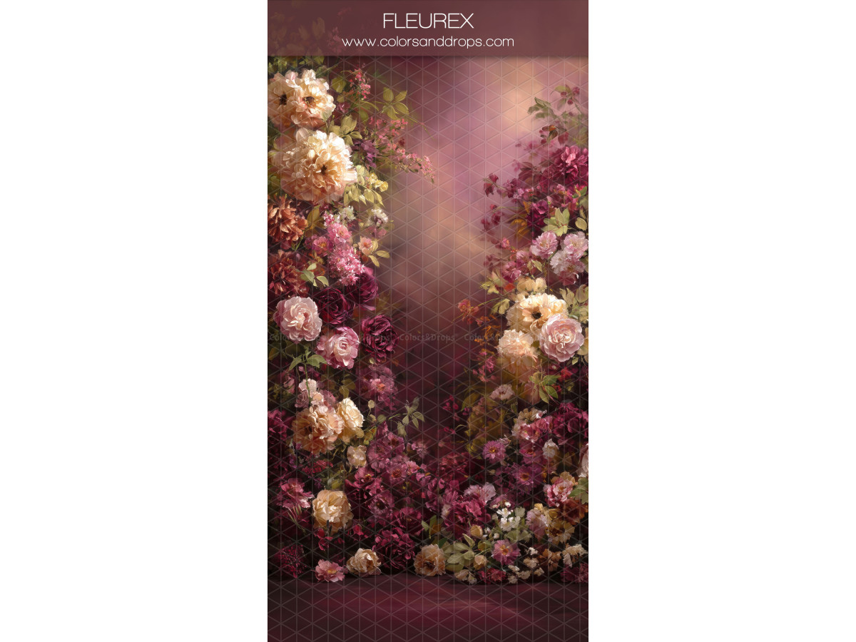 Fond photo prune texturé Fleurex – cadre de roses anciennes sur fond prune | Colors&Drops