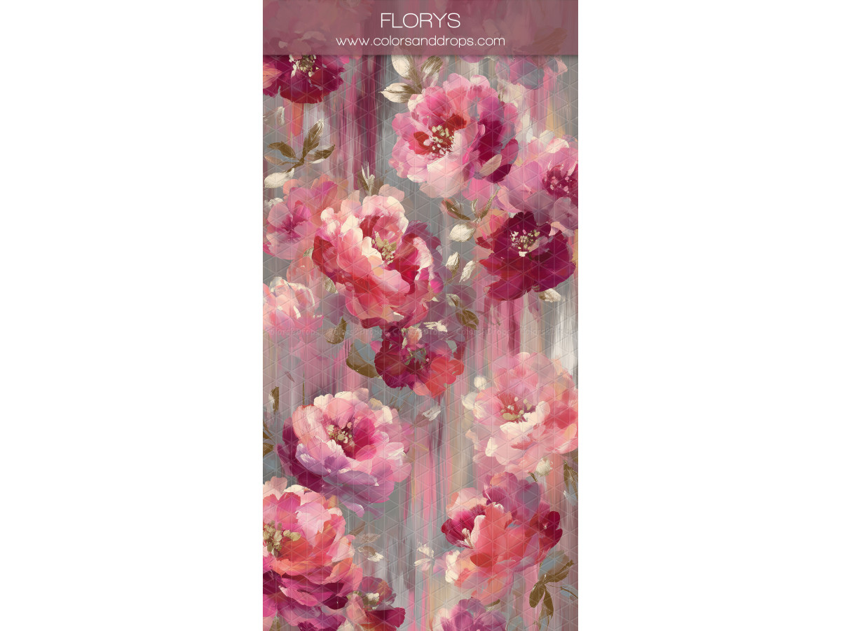 Raspberry textured photo backdrop & floor Florys – cascading painted raspberry peonies | Colors&Drops