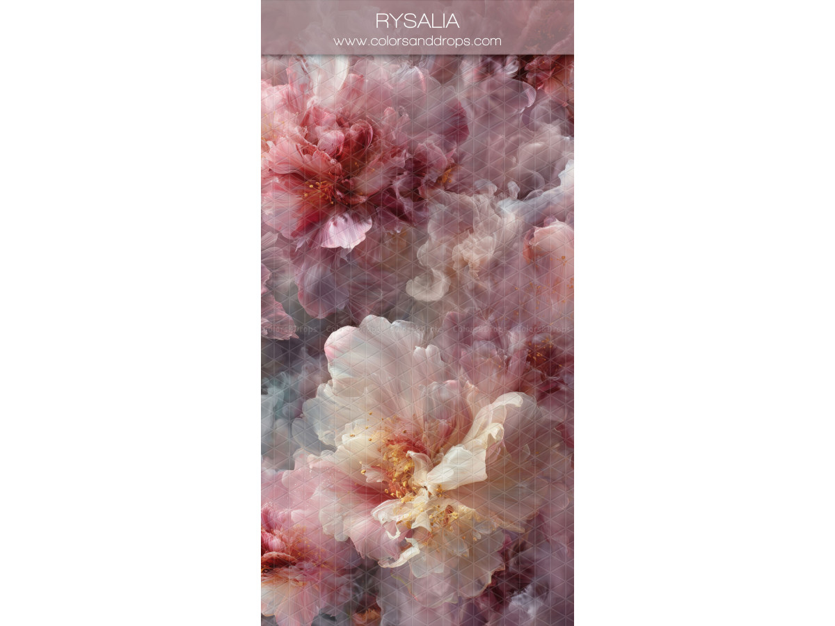 Fond photo rose texturé Rysalia – grandes fleurs roses et crème peintes | Colors&Drops