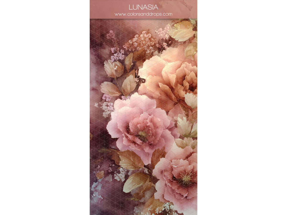 Fond photo rose texturé Lunasia – roses et pivoines pêche sur fond sombre | Colors&Drops