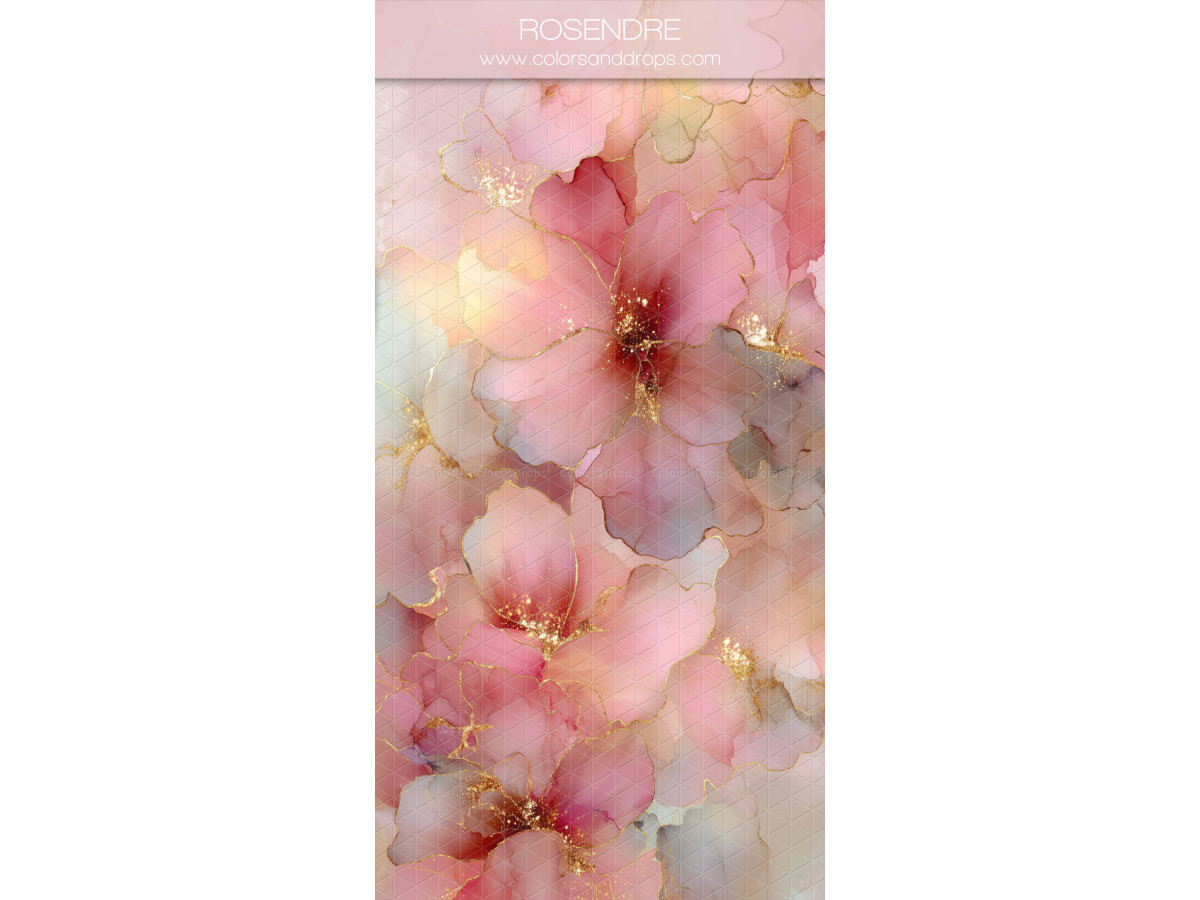 Fond photo texturé Rosendre – fleurs roses peintes avec reflets dorés | Colors&Drops