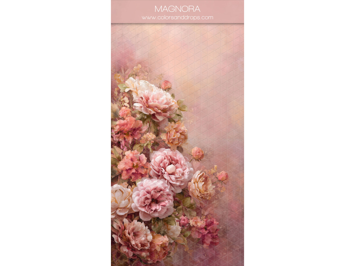 Pink textured photo backdrop & floor Magnora – bouquet of old roses on pink background | Colors&Drops