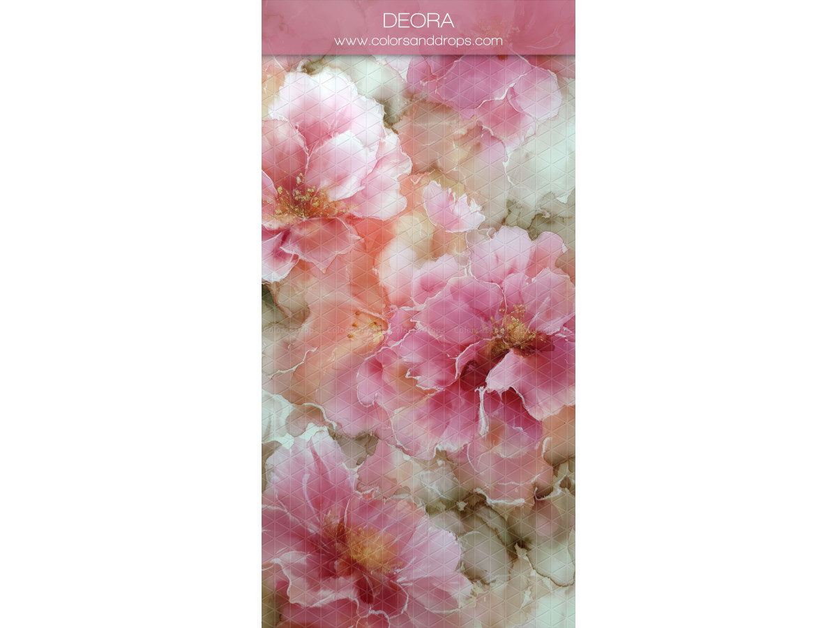 Pink textured photo backdrop & floor Deora – painted pink flowers on pale green background | Colors&Drops