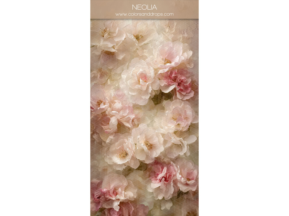 Fondo y suelo fotográficos crema texturizados Neolia – rosas crema y rosas pintadas | Colors&Drops