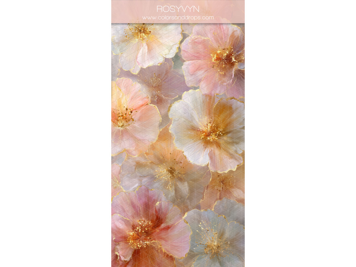 Fond photo pêche texturé Rosyvyn – fleurs pêche et roses peintes | Colors&Drops