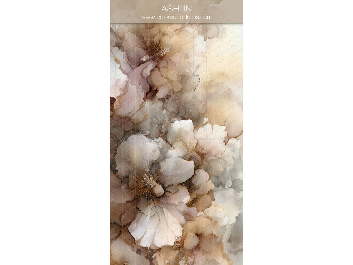 Maternity & portrait photo backdrop & floor Ashlin – large painted cream and taupe flowers | Colors&Drops