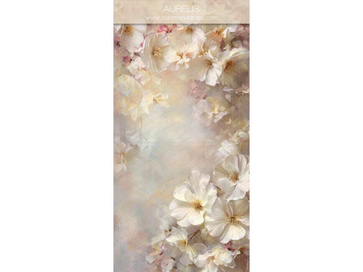 Fond photo crème texturé Aurelis – fleurs crème en bordure sur fond beige | Colors&Drops