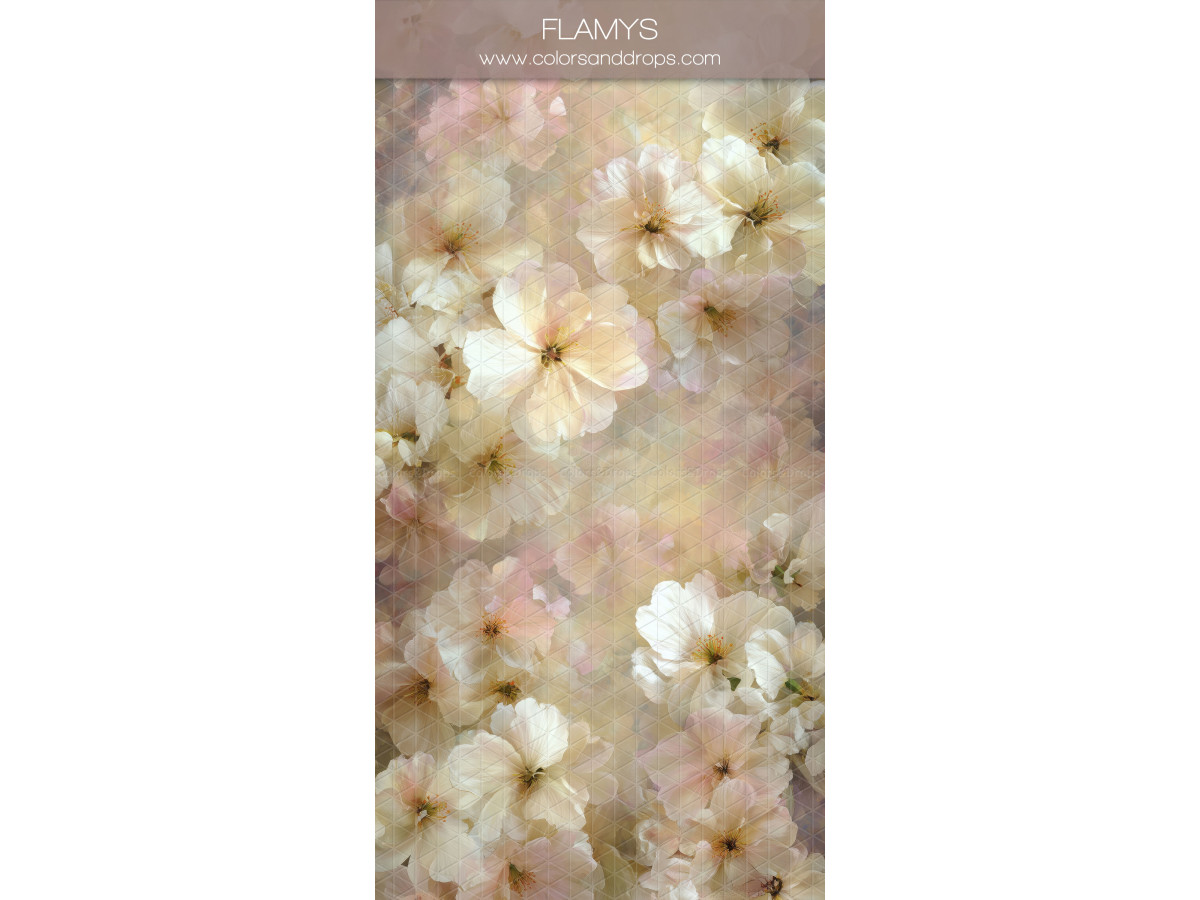 Fond photo crème texturé Flamys – fleurs crème et pêche peintes en motif | Colors&Drops