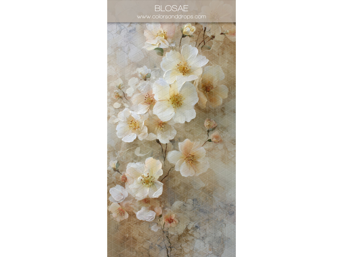 Fondo y suelo fotográficos blanco texturizados Blosae – flores blancas sobre fondo gris azulado | Colors&Drops