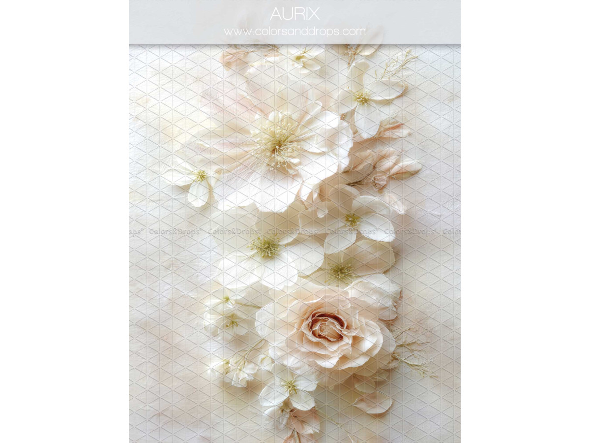 Fond photo blanc texturé Aurix – fleurs blanches en relief sur fond clair | Colors&Drops
