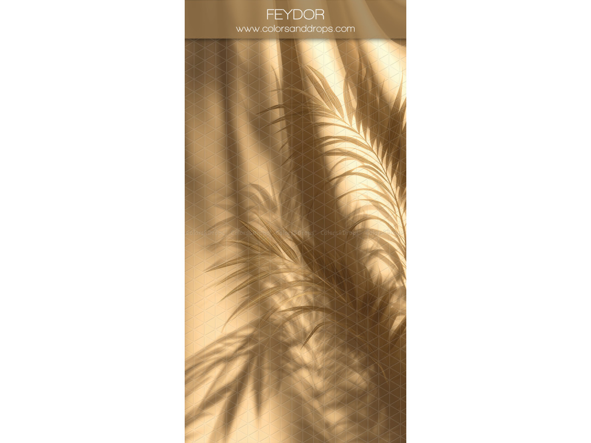 Fond photo beige texturé Feydor – ombres de palmes sur mur beige ensoleillé | Colors&Drops