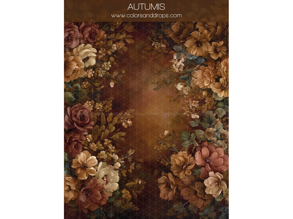 Fond photo brun texturé Autumis – cadre de fleurs bordeaux et ocre sur fond brun | Colors&Drops