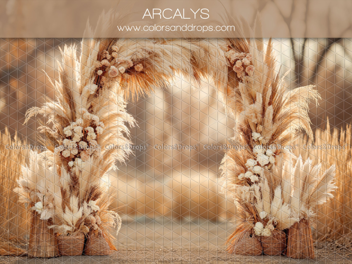 Boho photo backdrop Arcalys – outdoor pampas and dried flower arch | Colors&Drops