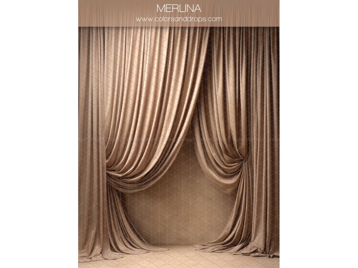 Fondo fotográfico de embarazo y retrato Merlina – cortinas drapeadas taupe sobre fondo envejecido | Colors&Drops