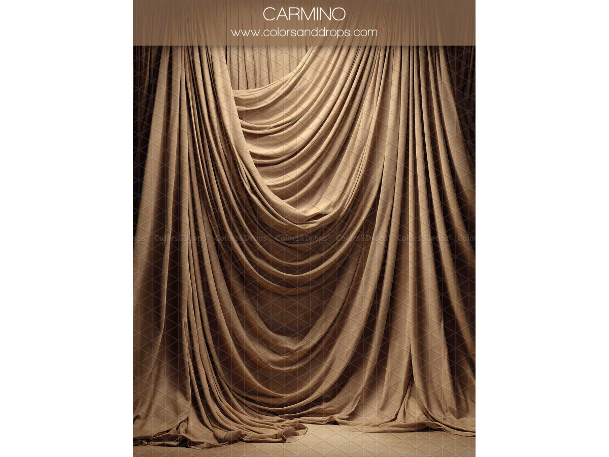 Fond photo grossesse et portrait Carmino – rideaux drapés marron clair en festons | Colors&Drops