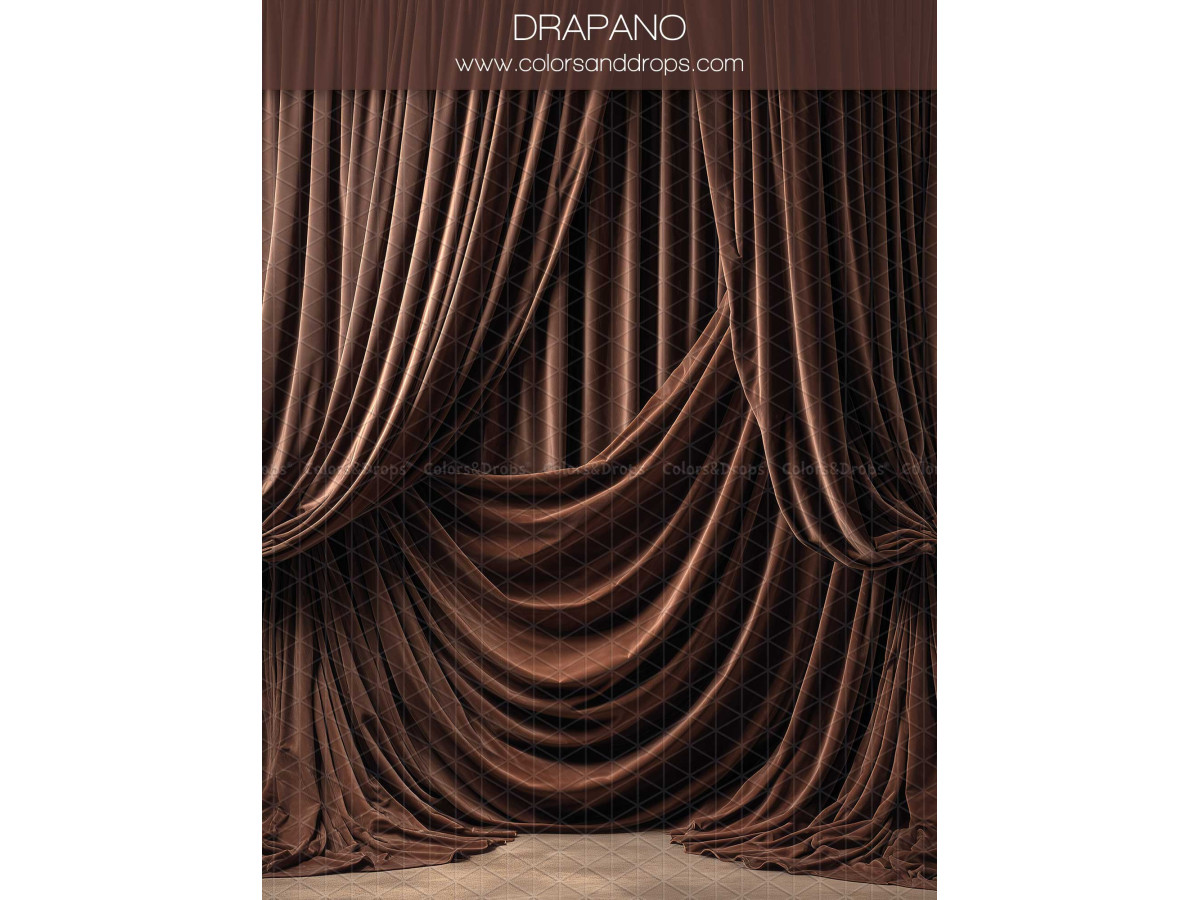 Fondo fotográfico de embarazo y retrato Drapano – cortinas drapeadas marrón oscuro en festones | Colors&Drops