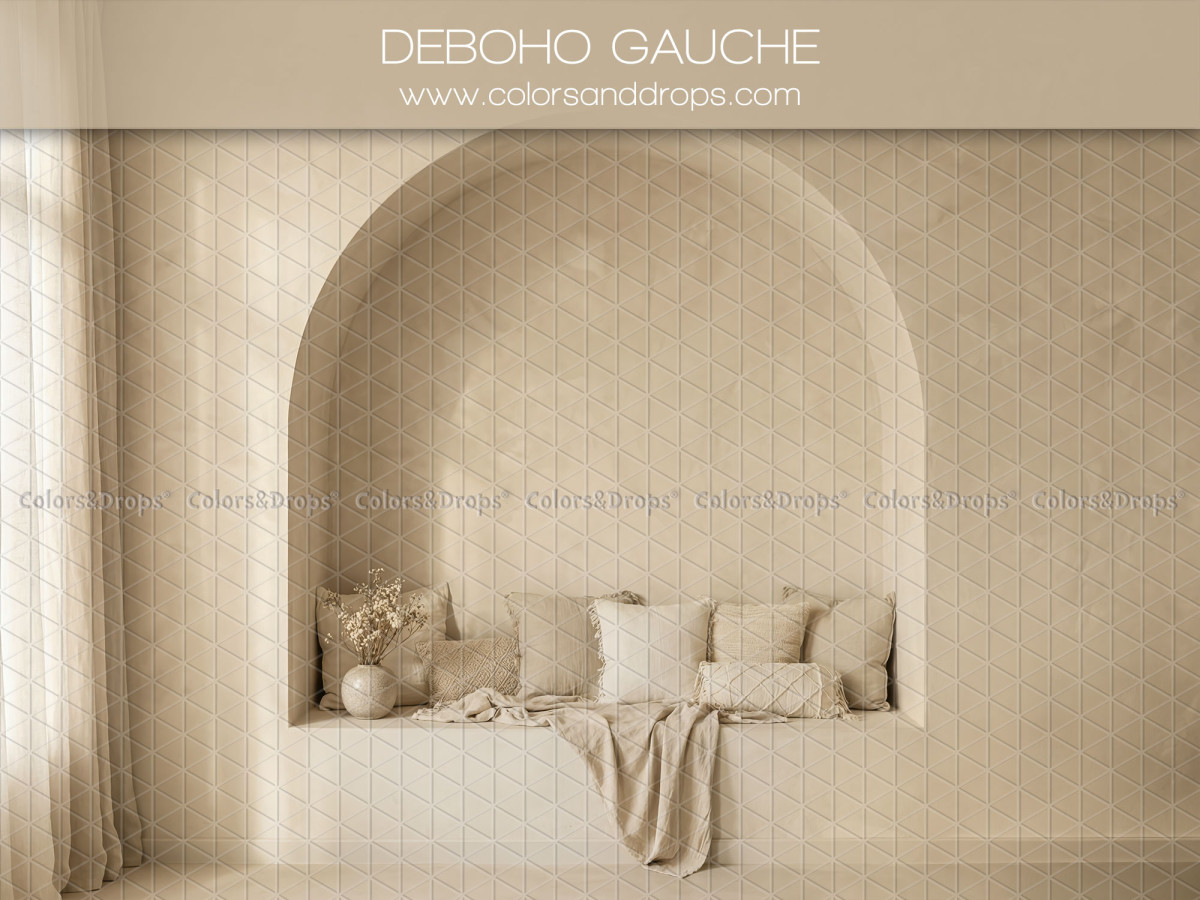 Photo backdrop Deboho Gauche – vaulted alcove with bench seat, cushions and curtains | Colors&Drops