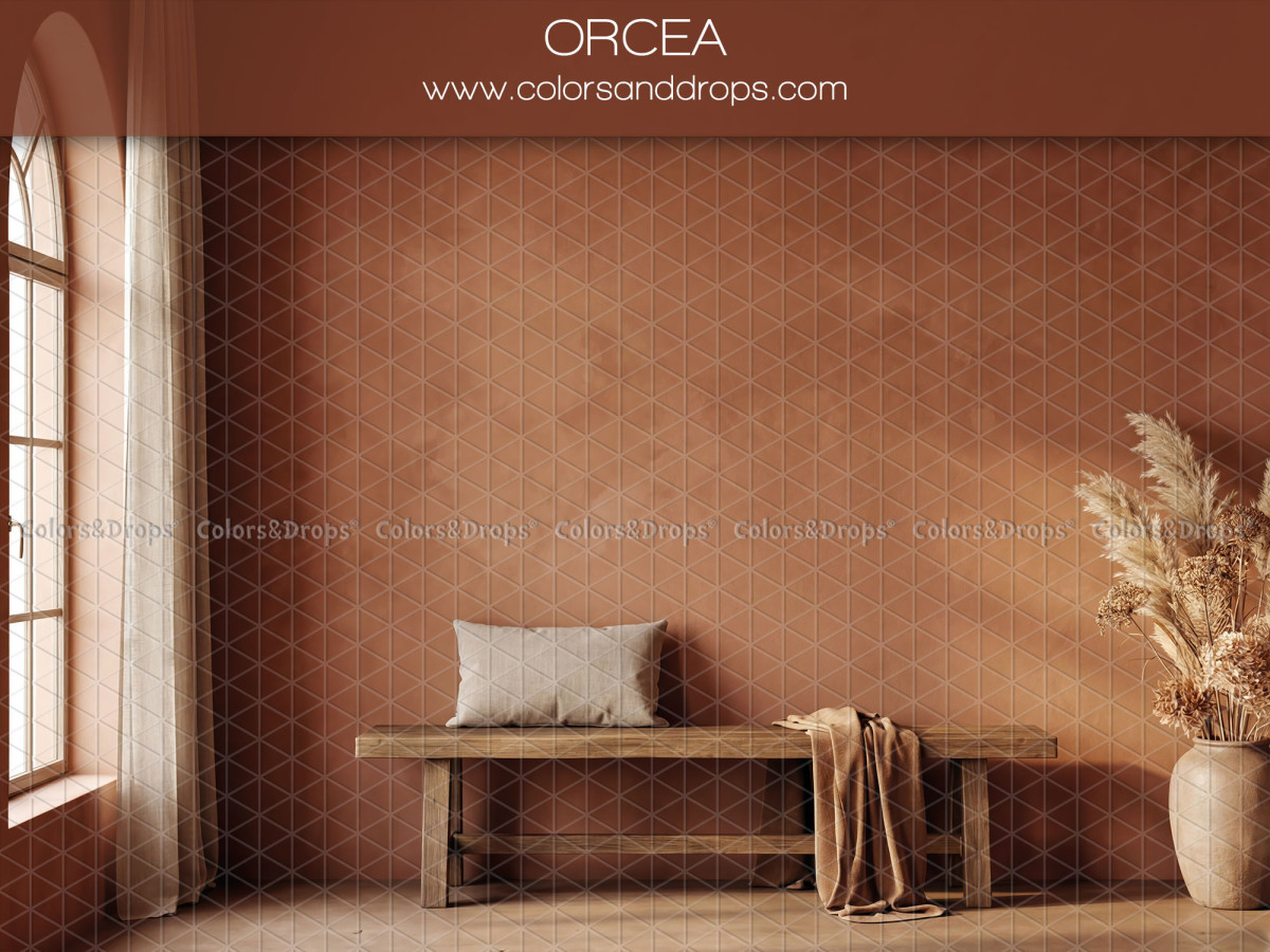 Fond photo bohème Terraco – pièce terracotta avec banc, coussin et pampa | Colors&Drops