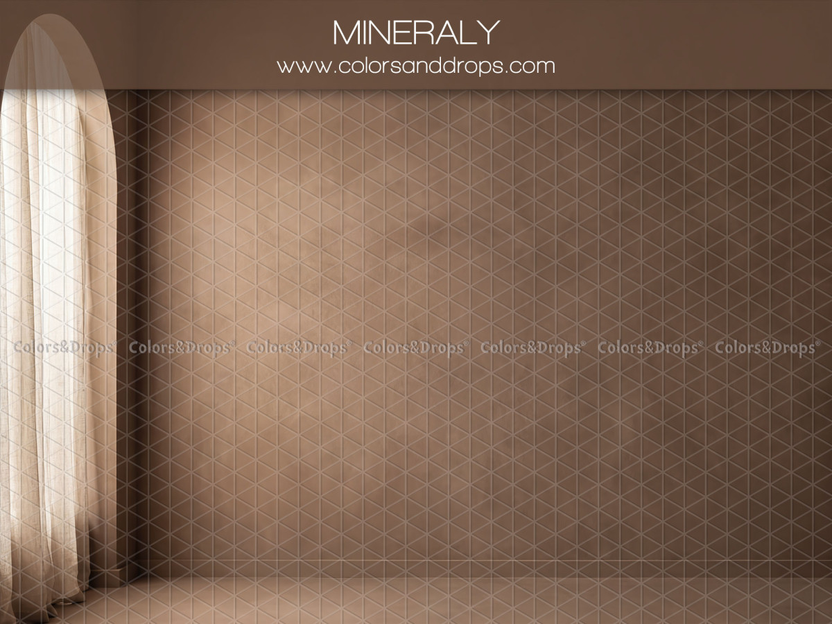 Fond photo bohème Mineraly – pièce vide brun taupe avec fenêtre et rideau | Colors&Drops