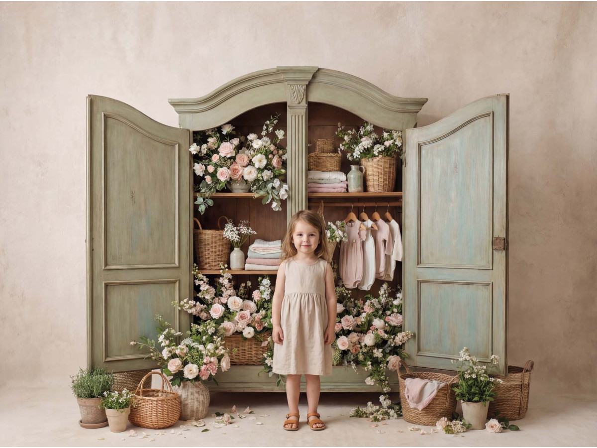 Fond photo bohème champêtre armoire fleurie – Colors & Drops