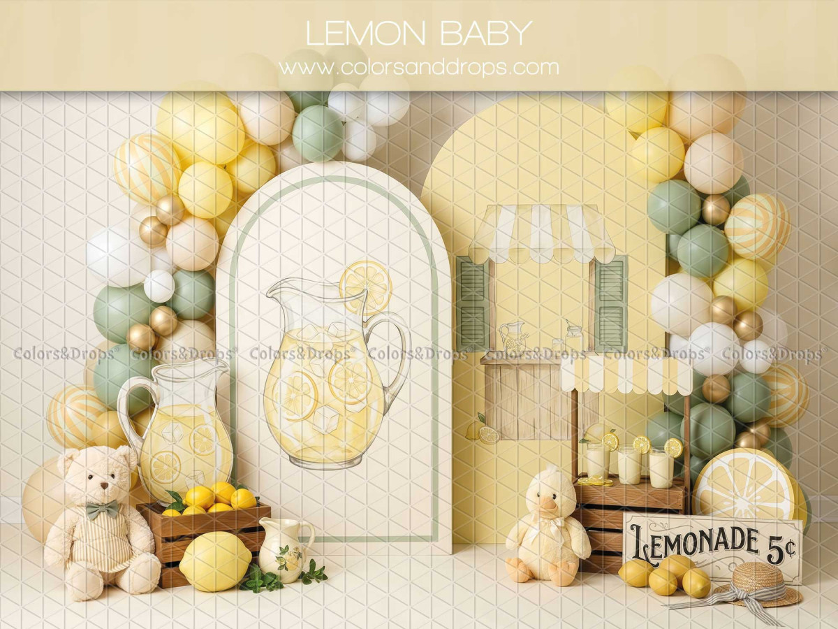 Fond photo LEMON BABY | Stand citronnade citrons – Séances enfant & Smash the Cake