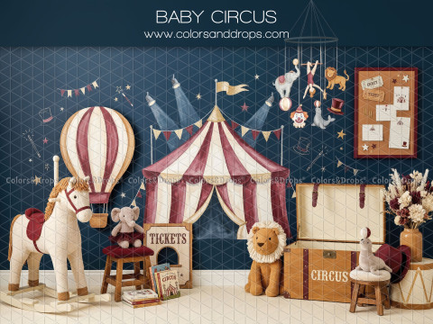 Fond photo Baby Circus cirque avec chapiteau et cheval pour séance bébé et enfant