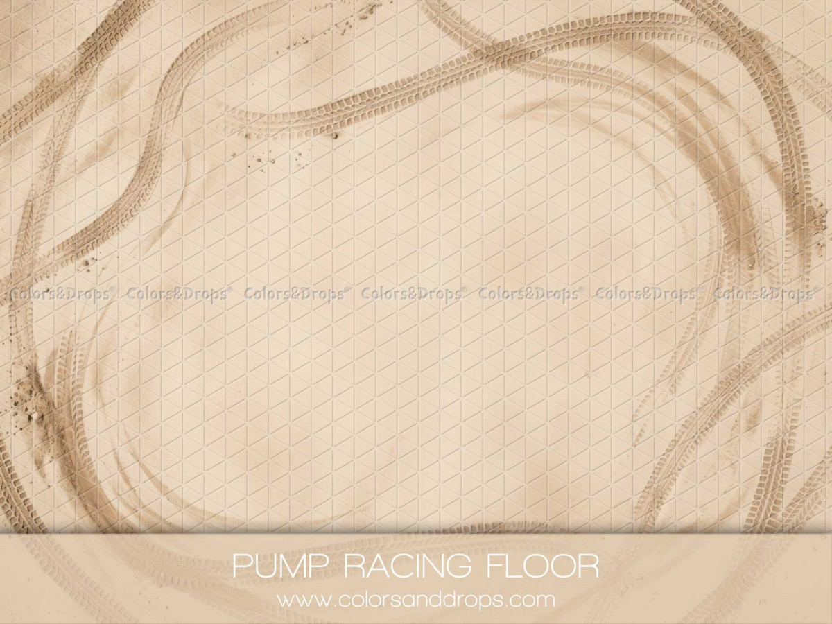 Photo floor Pump Racing Floor – beige floor with bicycle tyre tracks | Colors&Drops