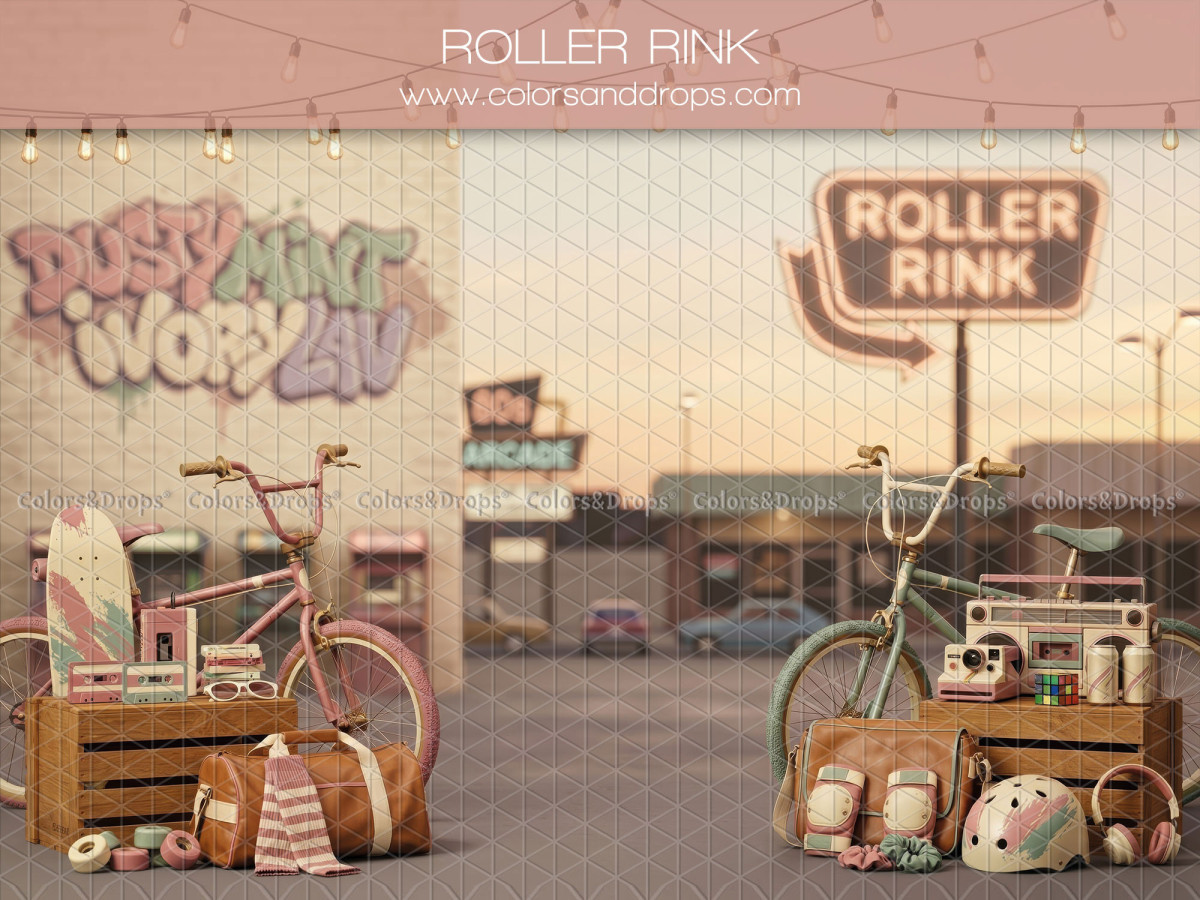 Fond photo Roller Rink roller patinoire vintage pour séance enfant et ado