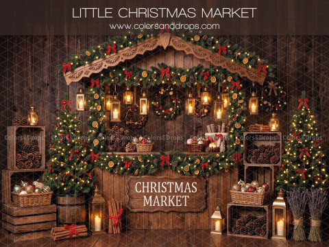 Fond photo Littlechristmasmarket – petit stand de marché de Noël en bois | Colors&Drops