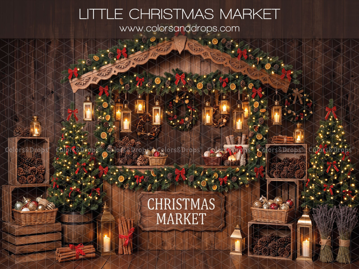 Fond photo Littlechristmasmarket – petit stand de marché de Noël en bois | Colors&Drops