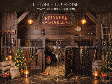 Fond photo de Noël L'Etable du Renne – étable du renne avec box en bois et sapin | Colors&Drops