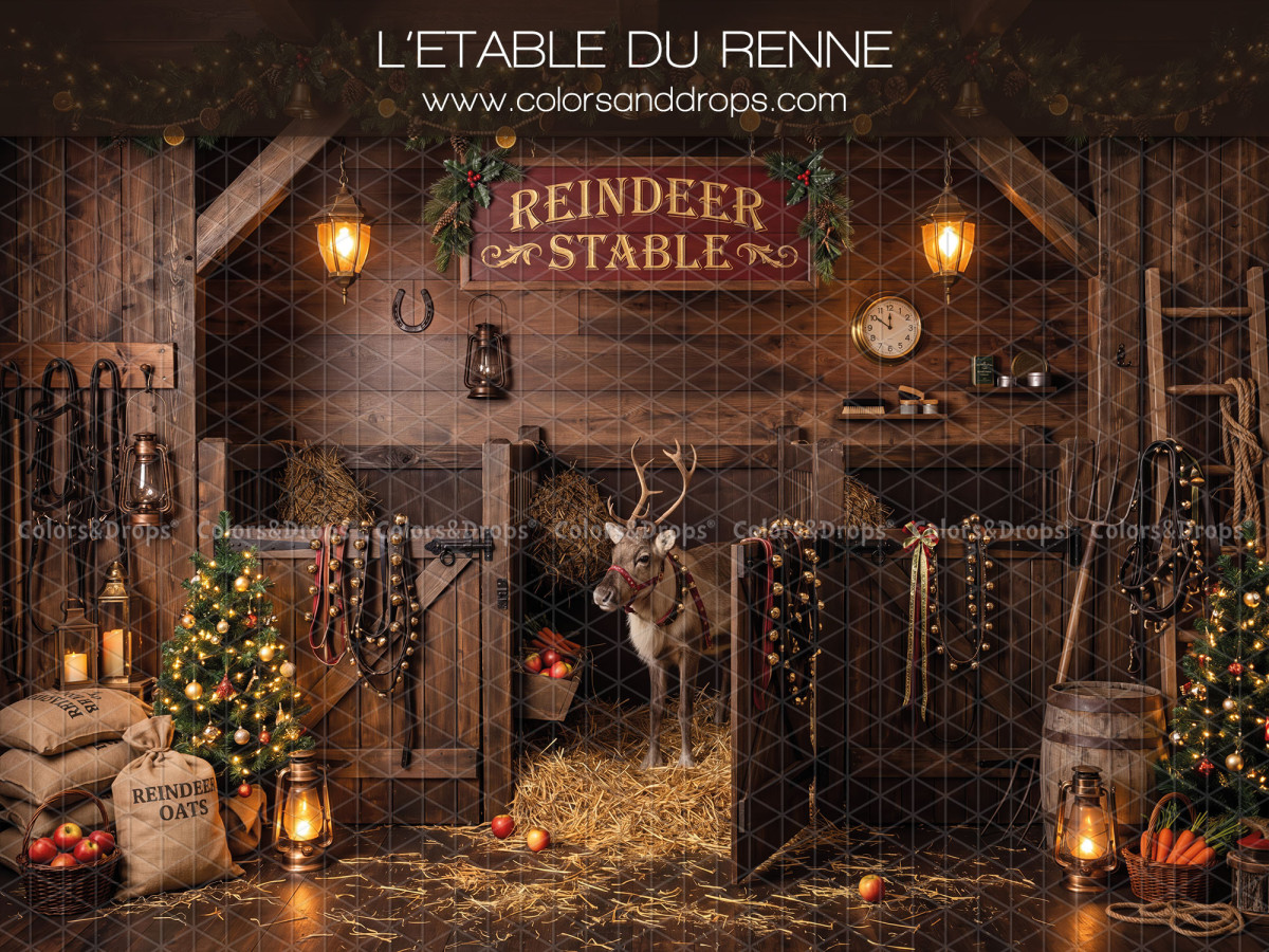 Fond photo de Noël L'Etable du Renne – étable du renne avec box en bois et sapin | Colors&Drops
