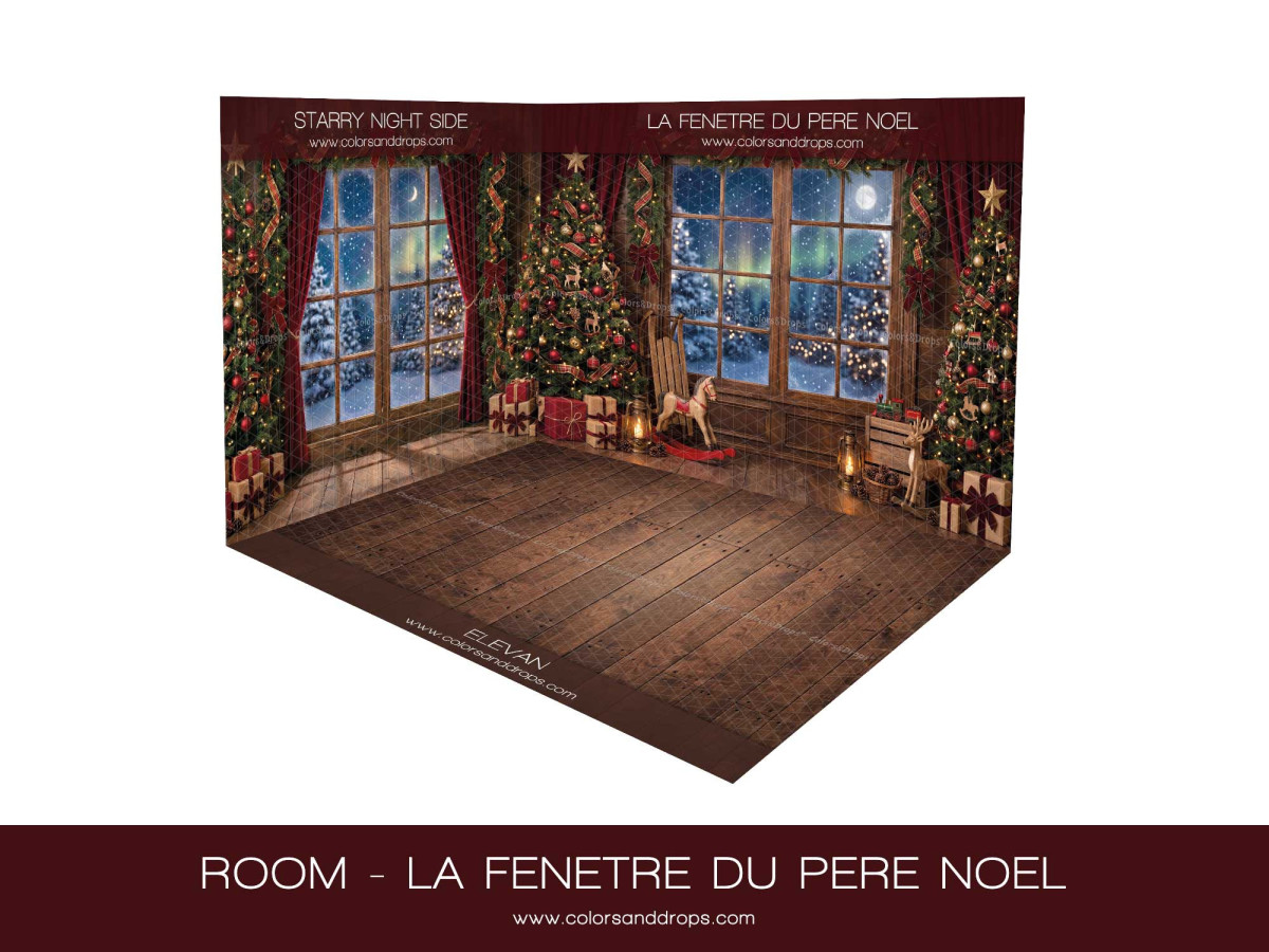 Fond photo d'angle La Fenetre du Pere Noel – fenêtre du Père Noël en coin avec parquet | Colors&Drops