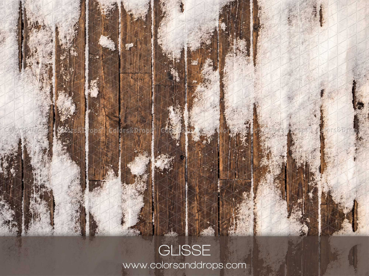 Christmas photo backdrop & floor Glisse – snowy brown wooden planks | Colors&Drops