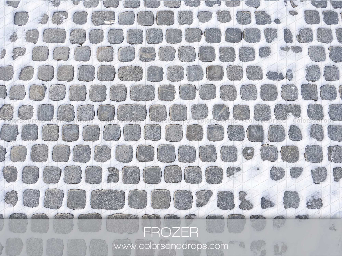 Fondo y suelo fotográficos de Navidad Frozer – adoquines grises nevados | Colors&Drops