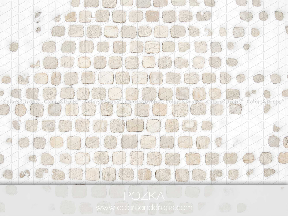 Fondo y suelo fotográficos de Navidad Pozka – adoquines beige cubiertos de nieve | Colors&Drops