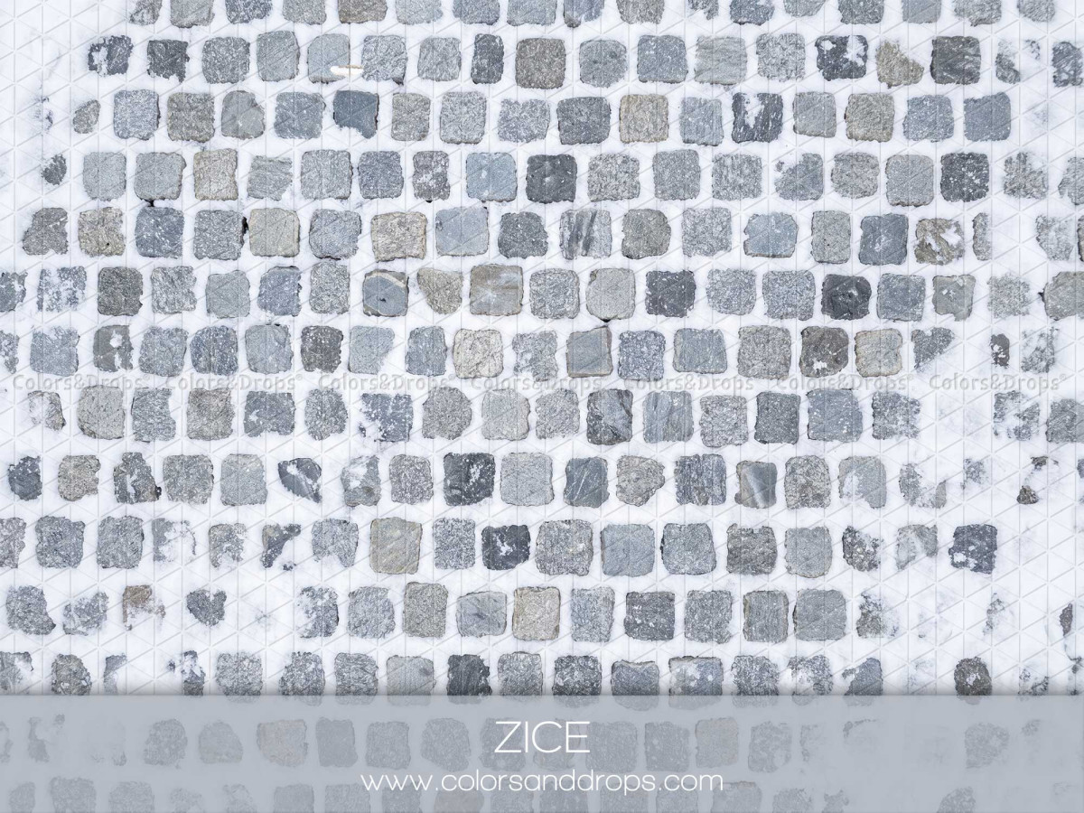 Christmas photo backdrop & floor Zice – grey cobblestones with snow | Colors&Drops