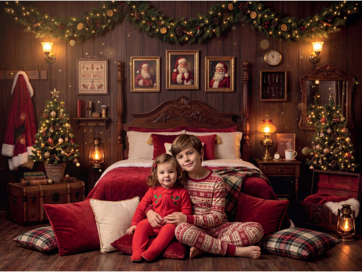 Fond photo d'angle La Chambre du Pere Noel – chambre du Père Noël avec lit en coin et parquet | Colors&Drops